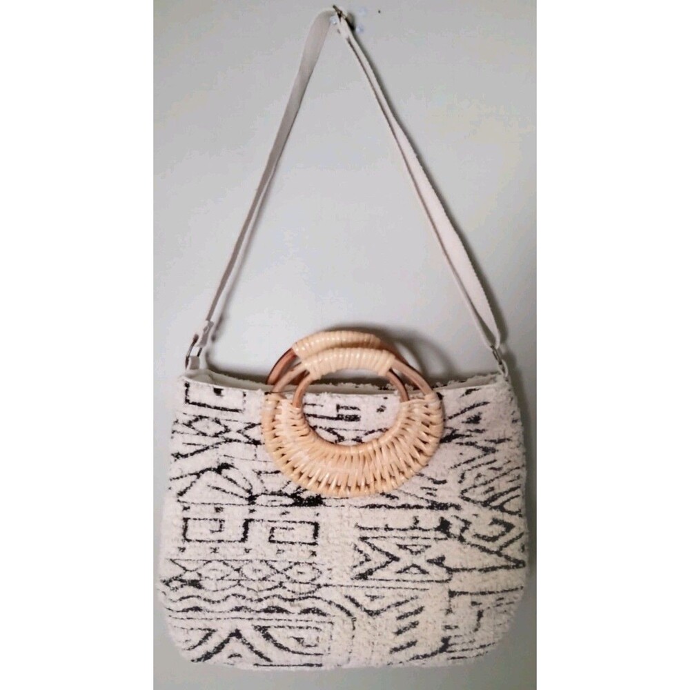Falls Creek Carpet Bag with Rattan Handles and Shoulder Strap New with Tags